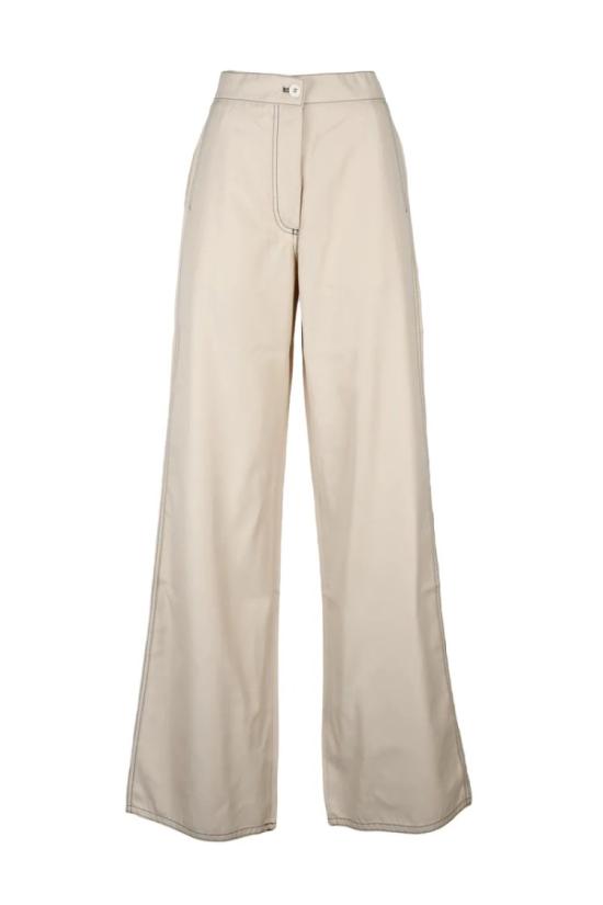  써네이 스트레이트 팬츠 폴리에스터/면 혼방 바지 - 베이지색