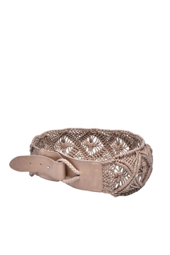  일레븐티 와이드 벨트 가죽  - 베이지색