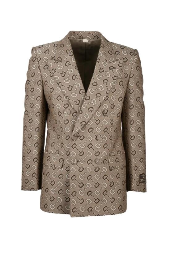  구찌 자켓 더블 브레스트 재킷, 면/울 소재, 갈색