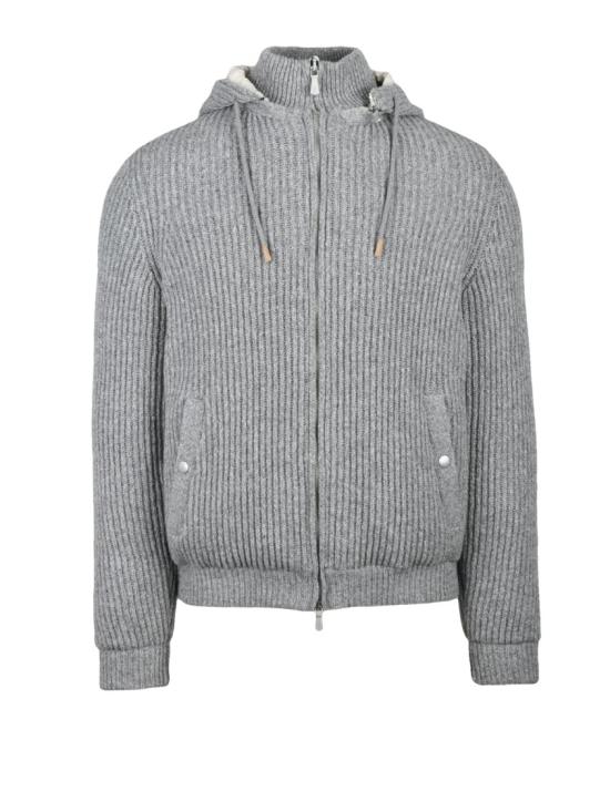  일레븐티 자켓 울 & 캐시미어 다운 봄버 재킷 - 그레이