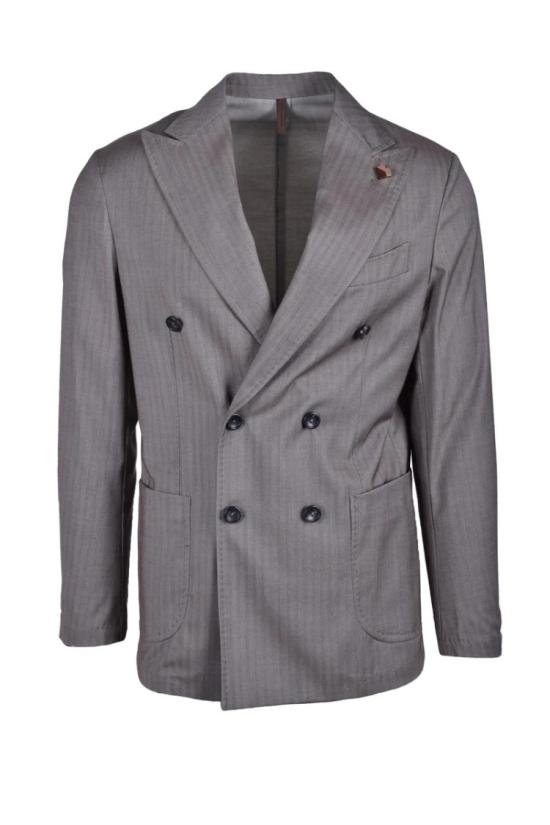  Laboratori Italiani 자켓 핀스트라이프가 있는 더블 브레스트 브라운 재킷