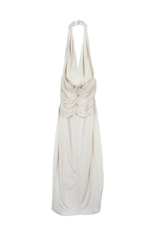  액츄얼리 롱 원피스 긴 주름 드레스 - 베이지/골드 - ACTUALEE