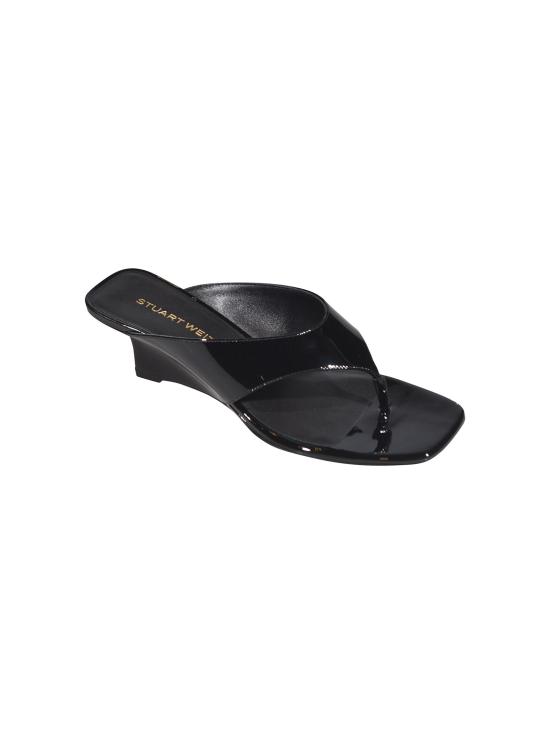 26SS 스튜어트 와이츠먼 뮬/슬리퍼 VINNIE WEDGE THONG 50 BLACK Black - STUART WEITZMAN