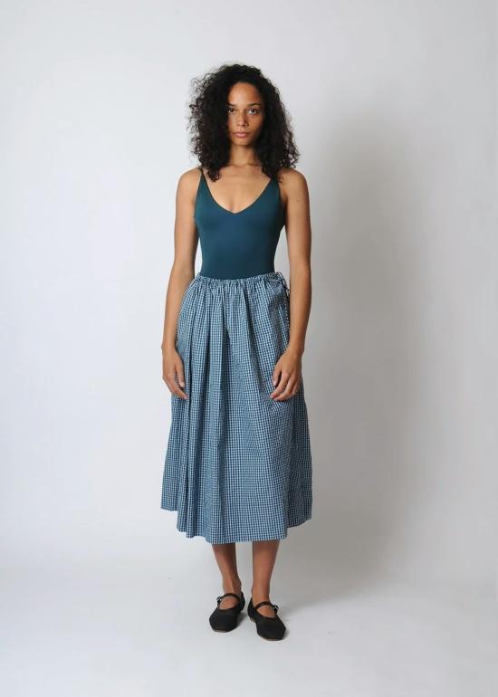  PROCHE 데님 스커트 프로쉐 태피터 체크 던들  마린 블루 - PROCHE