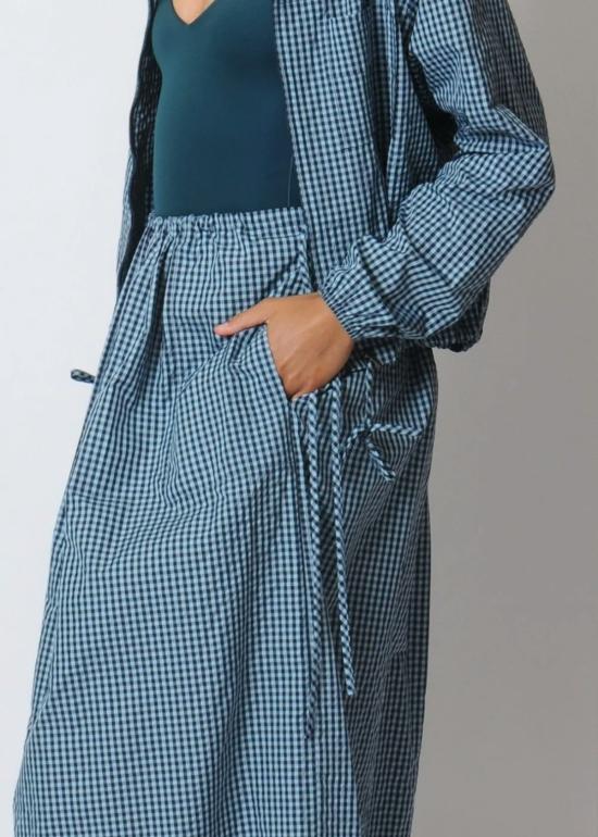  PROCHE 데님 스커트 프로쉐 태피터 체크 던들  마린 블루 - PROCHE