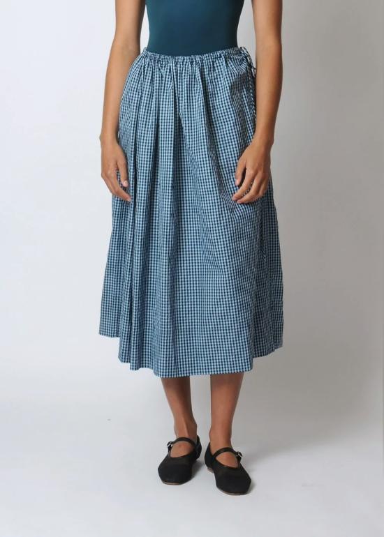  PROCHE 데님 스커트 프로쉐 태피터 체크 던들  마린 블루 - PROCHE