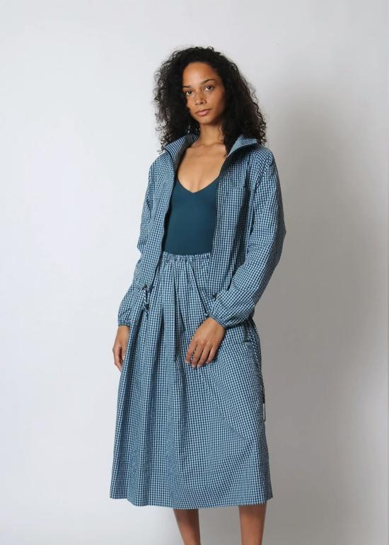  PROCHE 데님 스커트 프로쉐 태피터 체크 던들  마린 블루 - PROCHE