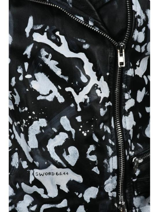 25SS 스워드 6.6.44 자켓 가죽 바이커 재킷 - 블랙/화이트 - SWORD 6.6.44
