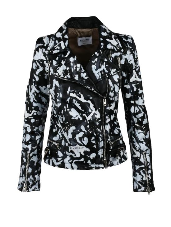 25SS 스워드 6.6.44 자켓 가죽 바이커 재킷 - 블랙/화이트