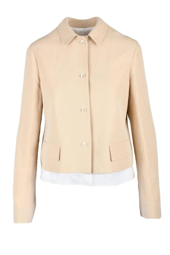 25SS 파비아나 필리피 자켓 베이지색 비스코스 린넨 소재 반팔 재킷