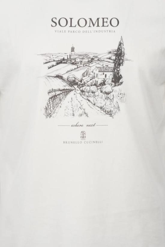 25SS 브루넬로 쿠치넬리 반팔 티셔츠 그래픽 오프화이트 크루넥 티셔츠 - BRUNELLO CUCINELLI