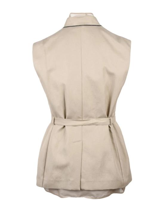 25SS 브루넬로 쿠치넬리 자켓 면/린넨 조끼 - 베이지색 - BRUNELLO CUCINELLI