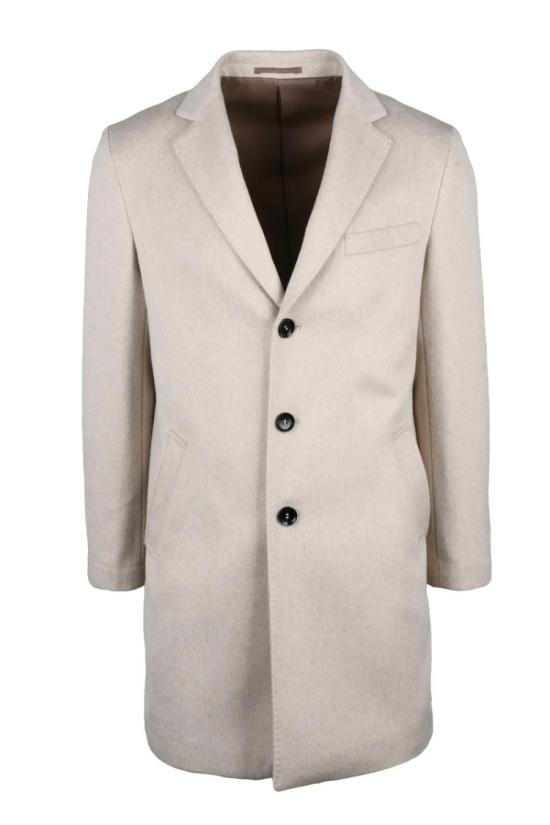  Premier Homme 자켓 테일러드 실루엣의 미디 길이 베이지 코트