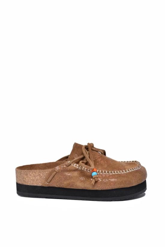 25SS 아리조나러브 뮬/슬리퍼 장식용 리본이 달린 스웨이드 가죽 뮬