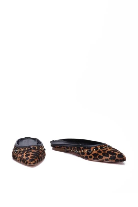  Post & Co 뮬/슬리퍼 스터드 장식이 있는 포니 헤어 뮬 - 브라운/블랙 - OTHER BRANDS