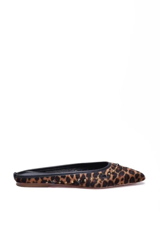  Post & Co 뮬/슬리퍼 스터드 장식이 있는 포니 헤어 뮬 - 브라운/블랙