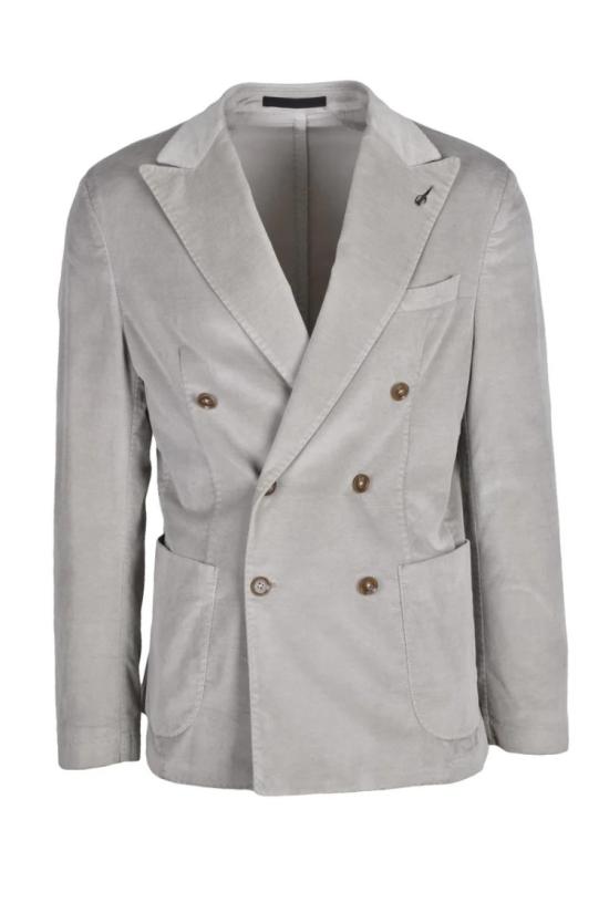  파올로니 자켓 더블 브레스트 벨벳 재킷 - 라이트 그레이