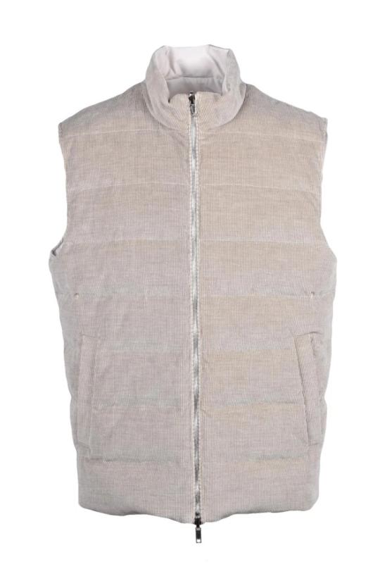  일레븐티 자켓 벨벳 패딩 조끼 - 베이지색