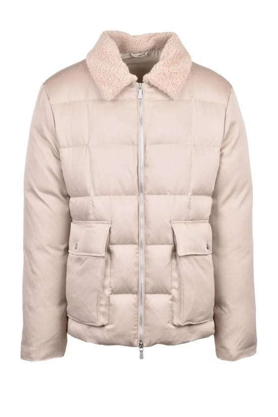  일레븐티 자켓 실크 다운 재킷 - 베이지