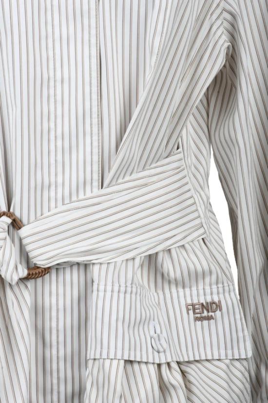 25SS 펜디 자켓 면/실크 혼방 사파리 재킷 - 화이트 - FENDI