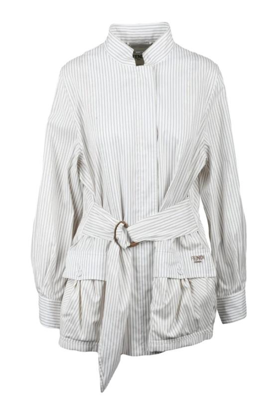 25SS 펜디 자켓 면/실크 혼방 사파리 재킷 - 화이트