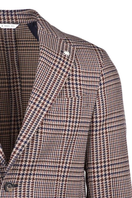  마뉴엘리츠 자켓 베이지색과 갈색 체크무늬 맞춤 재킷 - MANUEL RITZ