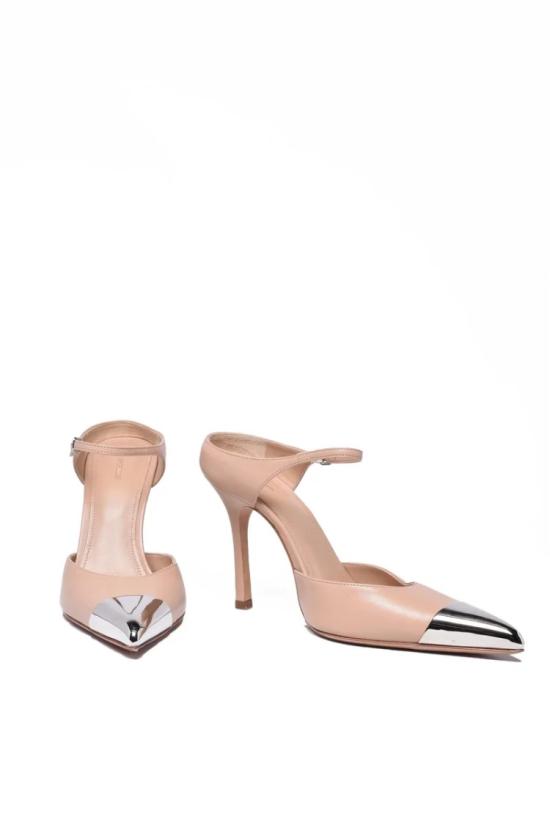 25SS 스포트막스 힐/펌프스 메탈릭 캡이 달린 가죽 펌프스 - SPORTMAX