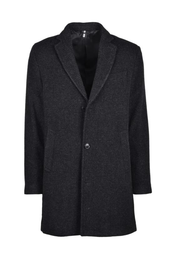  발디니니 자켓 울 혼방 코트 - 블랙/그레이