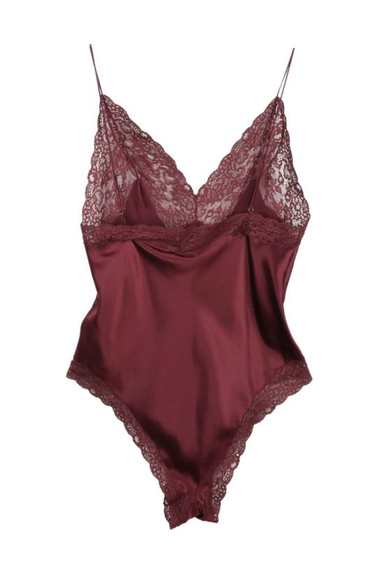  생로랑 캐미솔 실크 바디수트 - 브라운 - SAINT LAURENT