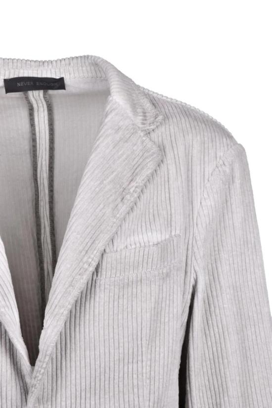  네버이너프 자켓 벨벳 블레이저 재킷 - 그레이 - NEVER ENOUGH