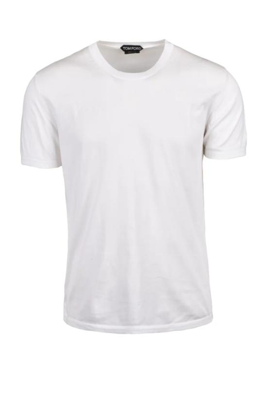  톰포드 반팔 티셔츠 면 크루넥 티셔츠 - 화이트