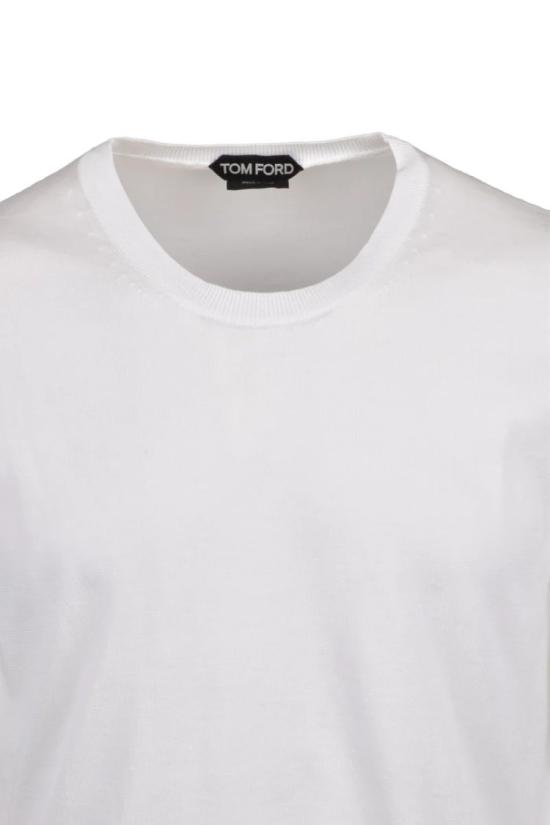  톰포드 반팔 티셔츠 면 크루넥 티셔츠 - 화이트 - TOMFORD