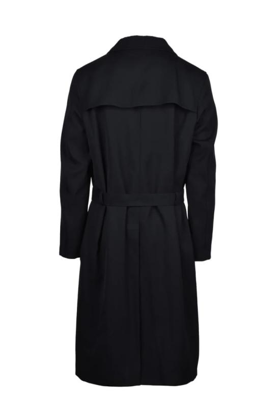  질샌더 자켓 남성용 블랙 울 트렌치 코트 - JIL SANDER