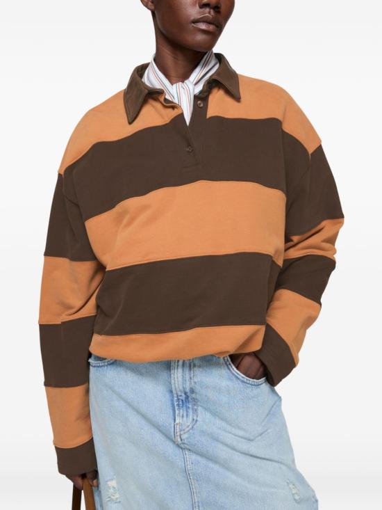 26SS 아크네 스튜디오 스트라이프 폴로 스웨터 AI0183 CY7 DARK BROWN COGNAC DOM - ACNE STUDIOS
