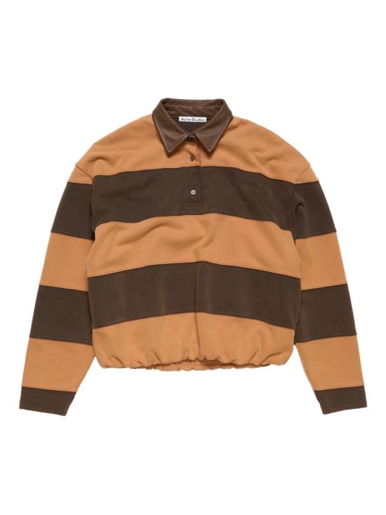 26SS 아크네 스튜디오 스트라이프 폴로 스웨터 AI0183 CY7 DARK BROWN COGNAC DOM