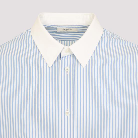 26SS 셀린느 스트라이프 코튼 포플린 클래식 셔츠 RC0BX1389 CBA0 BLUE - CELINE