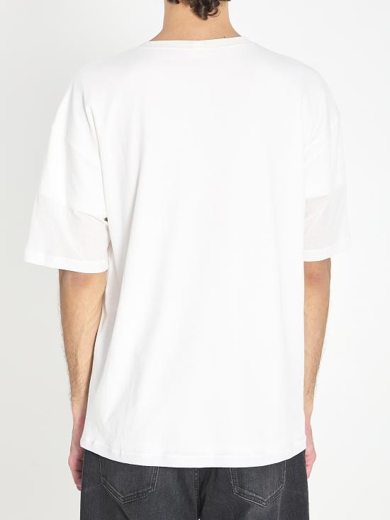 26SS 셀린느 더블 레이어드 티셔츠 파인 코튼 저지 RX0DT0F17 01OB WHITE - CELINE