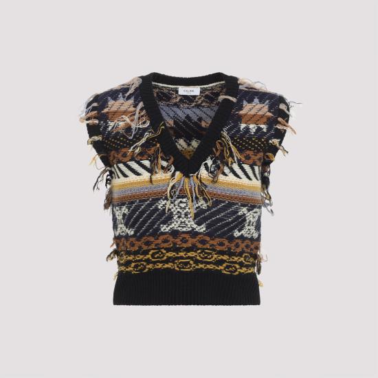 26SS 셀린느 자카드 캐시미어 탑 RY0LU0V65 19BD MULTICOLOUR - CELINE