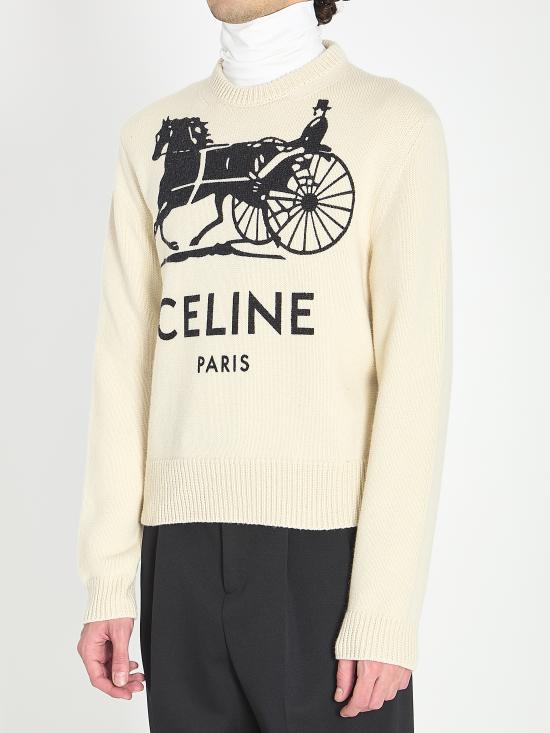 26SS 셀린느 캐시미어 크루넥 스웨터 RY0SV1261 01W1 WHITE - CELINE