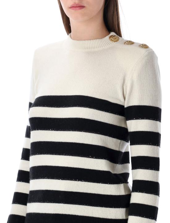 26SS 발망 스웨터 GF1KD005KJ60 GAU NATURAL BLACK - BALMAIN