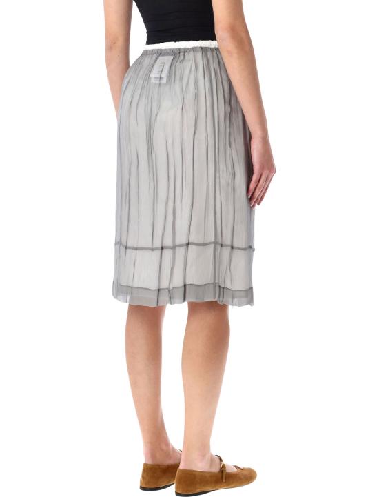 26SS 프라다 자수 시폰 미디 스커트 P172ZR18QL F0024 ALLUMINUM - PRADA