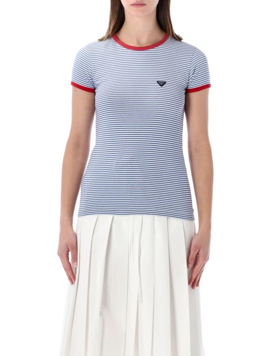 26SS 프라다 반팔 티셔츠 39658186H F0X36 BLUE WHITE
