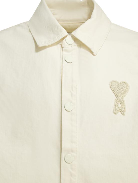  아미 톤온톤 로고 코튼 니트 오버셔츠 UJK897DE0126136 WHITE - AMI