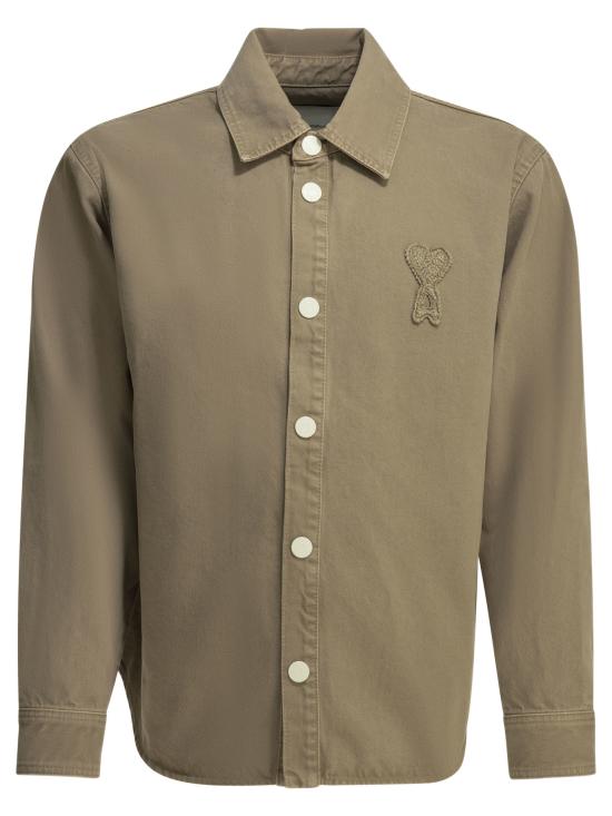  아미 톤온톤 로고 코튼 니트 오버셔츠 UJK897DE0126A036 BEIGE