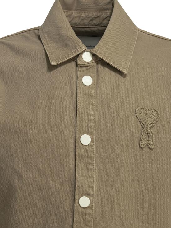  아미 톤온톤 로고 코튼 니트 오버셔츠 UJK897DE0126A036 BEIGE - AMI