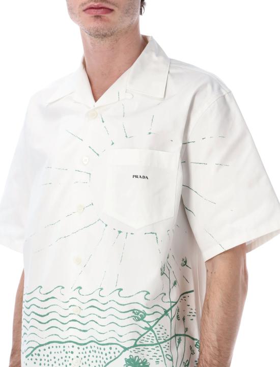 26SS 프라다 프린티드 코튼 볼링 셔츠 UCS414184H F0089 VERDE - PRADA
