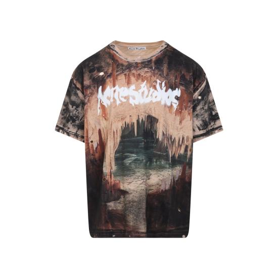 26SS 아크네 스튜디오 로고 티셔츠 라인스톤 블랙 러스트 BL0434 DL8 BLACK RUST BROWN