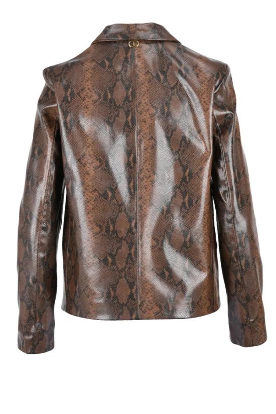  트윈셋 자켓 인조 가죽 재킷 - 브라운/블랙 - TWINSET