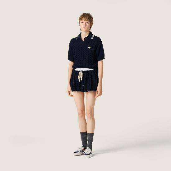 26SS 미우미우 코튼 폴로 셔츠 MML03L 1847 F0008 NAVY DOM - MIU MIU