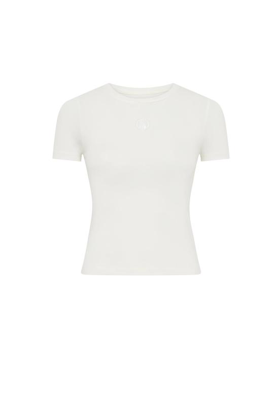 26SS 마린세르 문 로고 저지 베이비핏 티셔츠 WTT012ACJER0115 WH10 WHITE